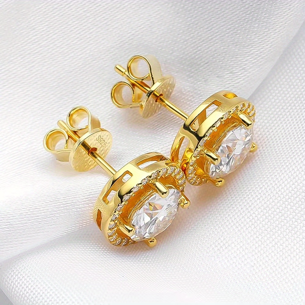 1 Pair Moissanite Stud Earrings, Certified for Women & Men
